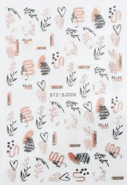 Nagelsticker - Aufkleber selbstklebend - Nail Sticker - Schwarz Rosegold Metallic Herbst